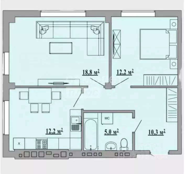 2-к кв. Липецкая область, Липецк ул. Василия Саунина, 2А (60.1 м) - Фото 1