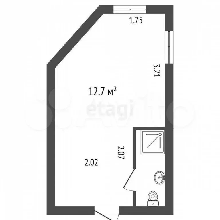Апартаменты-студия, 14,5 м, 1/5 эт. - Фото 0