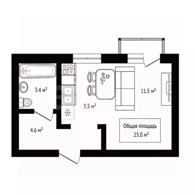 Студия Новосибирская область, Новосибирск Большая ул., 636 (25.0 м) - Фото 2