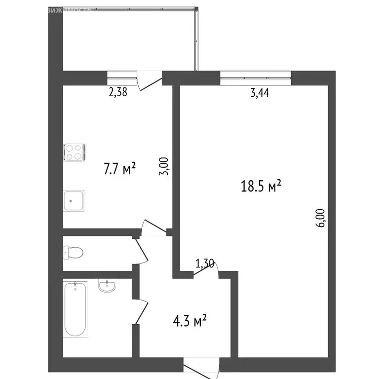 1-комнатная квартира: Тобольск, 9-й микрорайон, 5А (27 м) - Фото 0