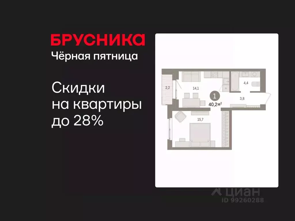 1-к кв. Свердловская область, Екатеринбург пер. Торфяной, 4 (40.2 м) - Фото 1