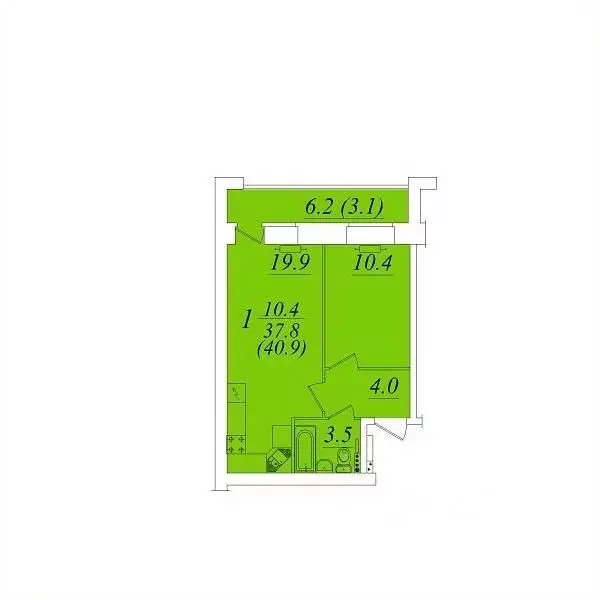 1-к кв. Вологодская область, Вологда  (40.9 м) - Фото 1