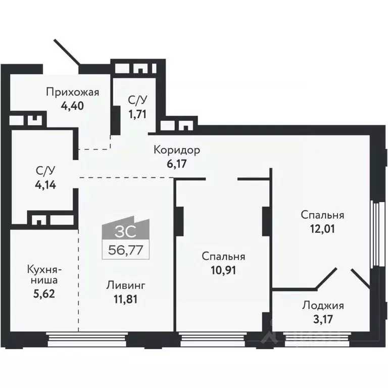 3-к кв. Томская область, Томск Черемошники мкр, ул. Бердская, 14/3 ... - Фото 2