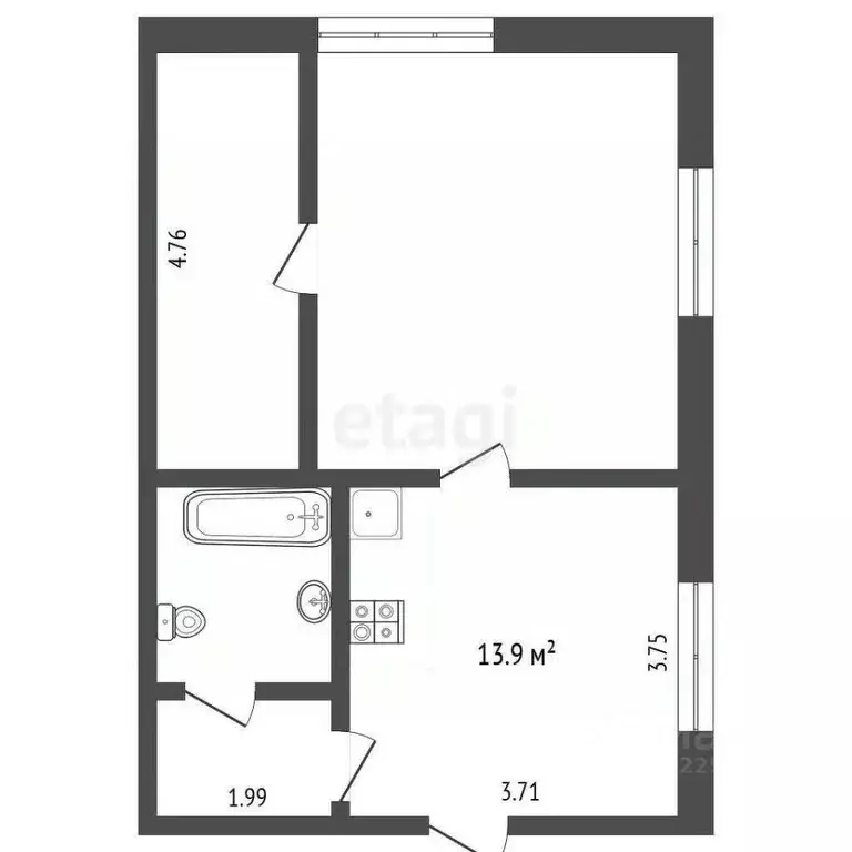 2-к кв. Вологодская область, Междуреченский муниципальный округ, д. ... - Фото 1