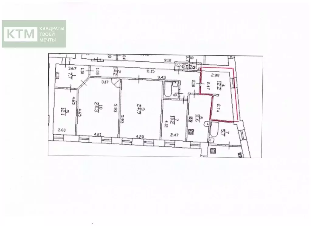 Комната Санкт-Петербург Зверинская ул., 42 (12.2 м) - Фото 1