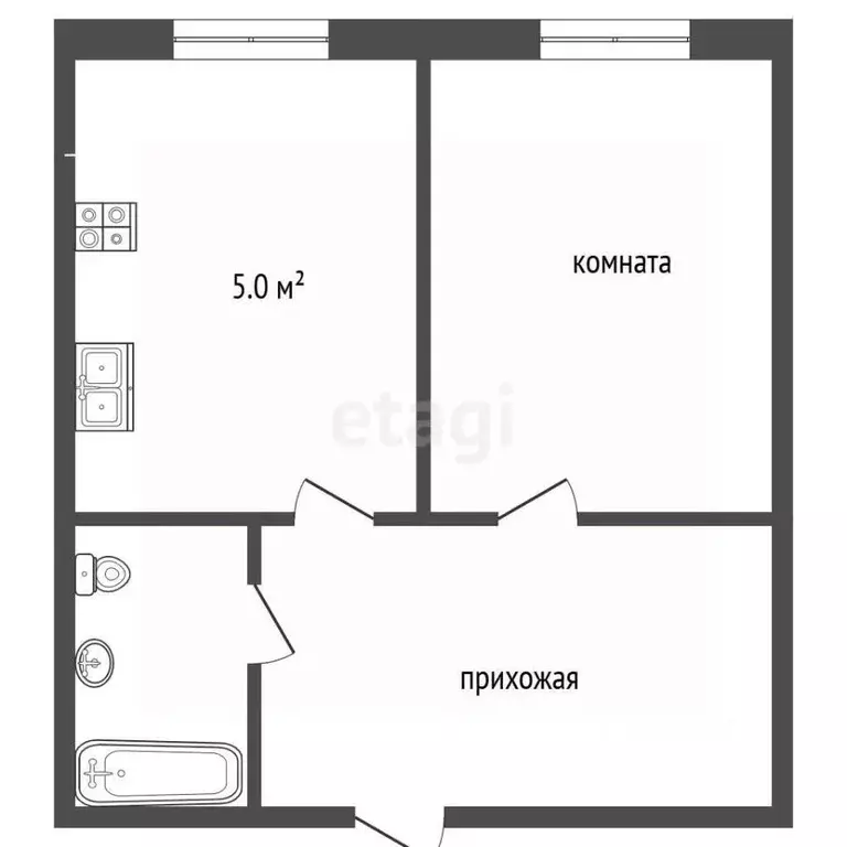 1-к кв. Ростовская область, пос. Целина 10-я линия, 245А (26.0 м) - Фото 2