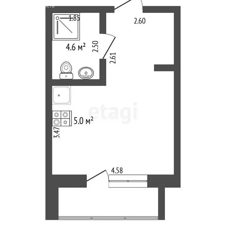 Квартира-студия: Тюмень, улица Новосёлов, 117 (31.5 м) - Фото 1