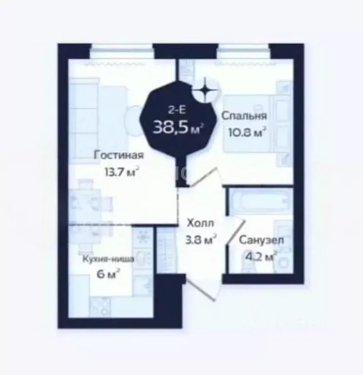 2-к кв. Тюменская область, Тюмень Новгородская ул., 22 (38.5 м) - Фото 2