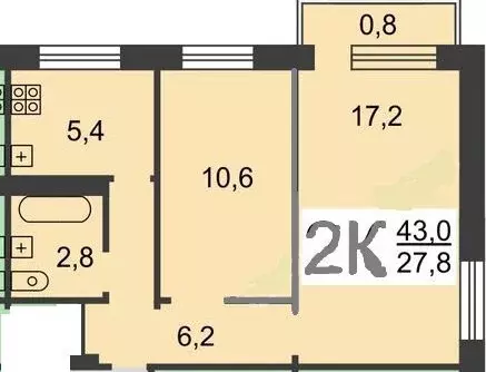 2-комнатная квартира: Нижний Новгород, улица Мечникова, 51 (42.6 м) - Фото 1