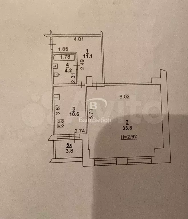 1-к. квартира, 61 м, 1/5 эт. - Фото 0