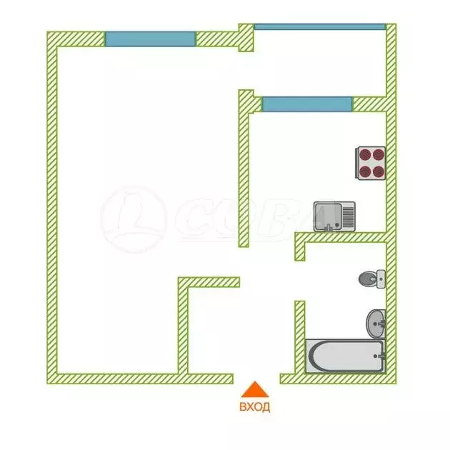 1-комнатная квартира: Тюмень, улица Червишевский Тракт, 45к9 (33 м) - Фото 2