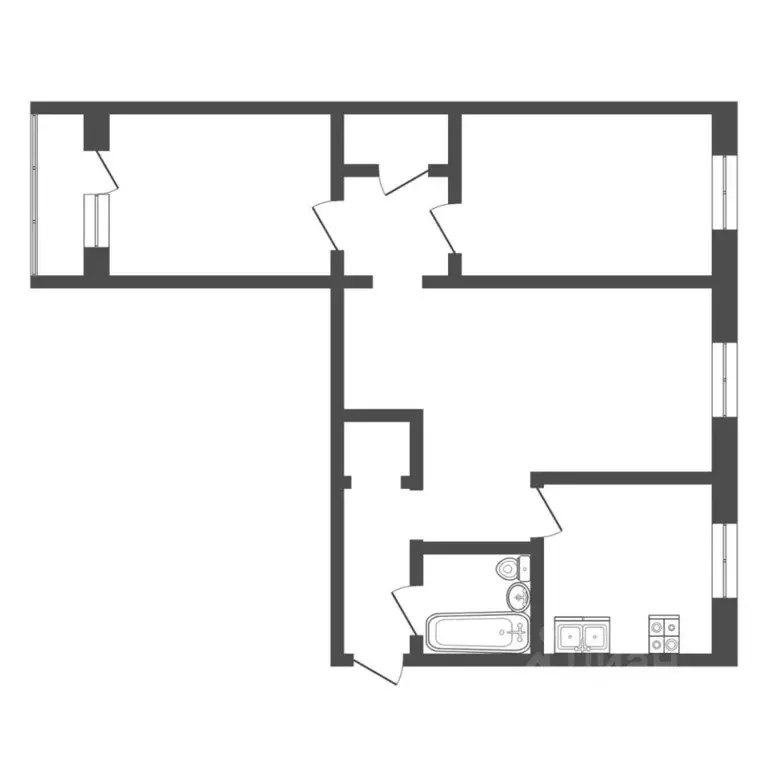 3-к кв. Тюменская область, Тюмень ул. Республики, 169 (60.0 м) - Фото 2