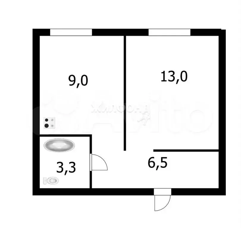 1-к. квартира, 32 м, 3/3 эт. - Фото 0