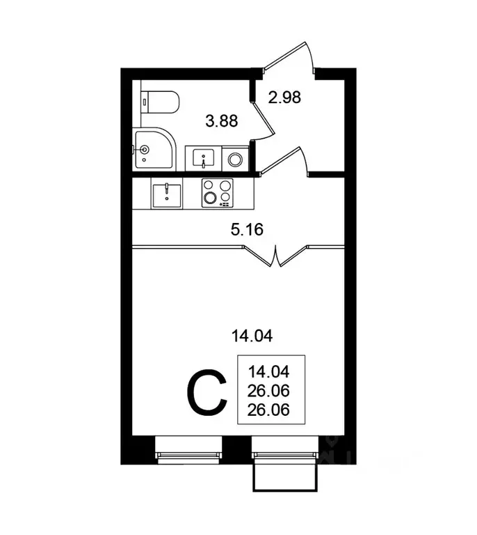 Студия Московская область, Химки Клязьма-Старбеево мкр, Мишино кв-л,  ... - Фото 0