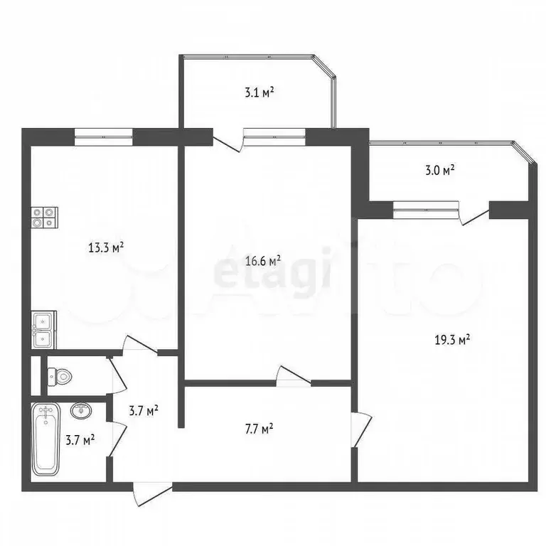 2-к. квартира, 65 м, 2/10 эт. - Фото 0