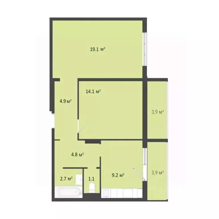 2-к кв. Омская область, Омск Заозерный мкр, ул. Сергея Тюленина, 4 ... - Фото 1