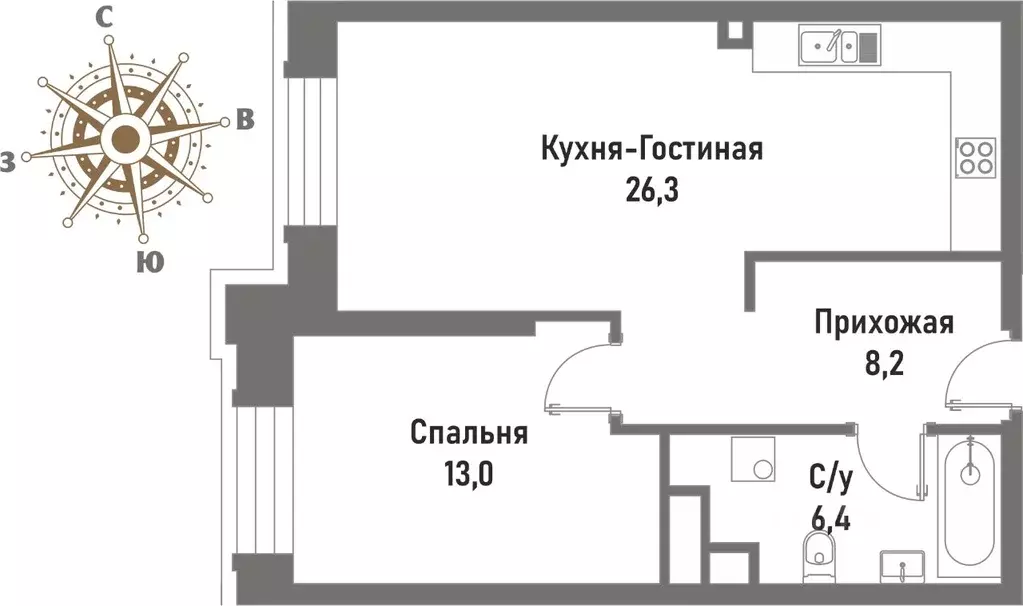 2-к кв. Москва ул. Матросская Тишина, 12 (53.9 м) - Фото 0
