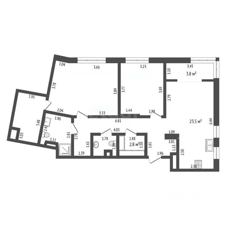 2-к кв. Тюменская область, Тюмень ул. Ю.-Р.Г. Эрвье, 38 (85.4 м) - Фото 2