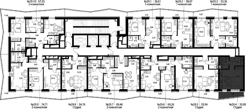Студия Москва Ильменский проезд (34.51 м) - Фото 1