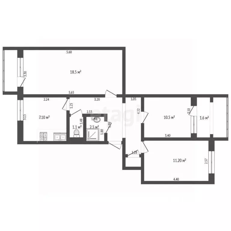 3-к кв. Крым, Феодосия ш. Симферопольское, 29 (66.4 м) - Фото 2