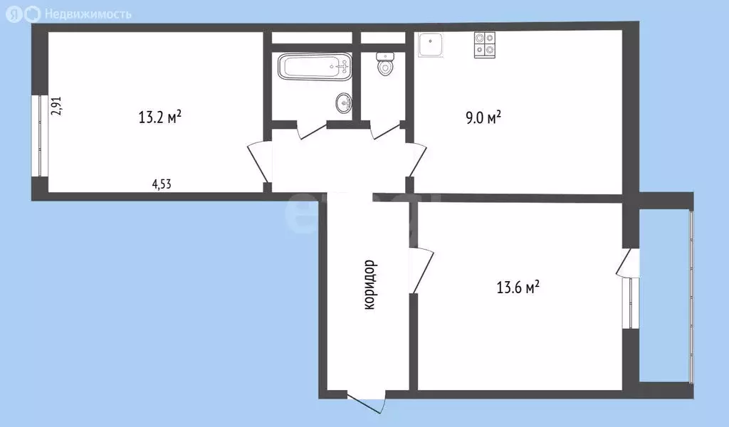 2-комнатная квартира: Кострома, Мясницкая улица, 62 (53.1 м) - Фото 0