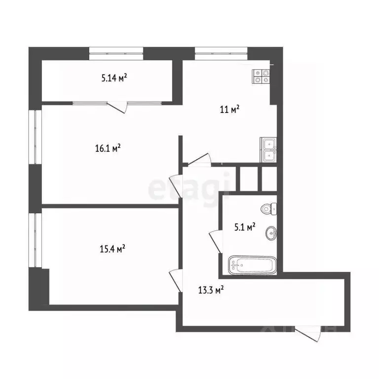 2-к кв. Москва ул. Поляны, 5 (60.9 м) - Фото 2