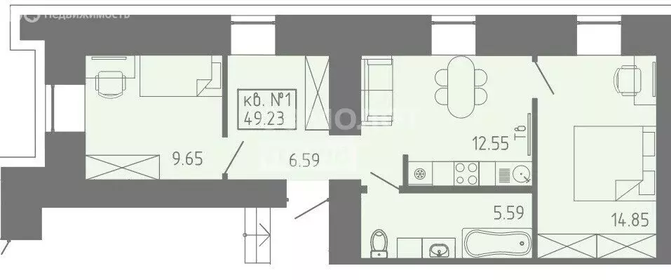 2-комнатная квартира: Иркутск, Деповский переулок, 4 (49.2 м) - Фото 1