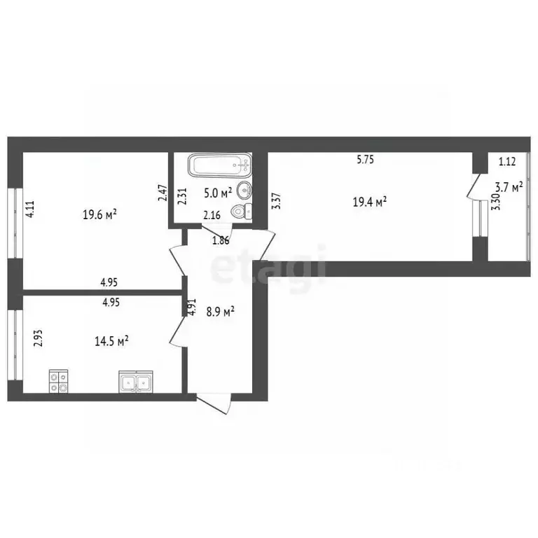 2-к кв. Калининградская область, Калининград Шахматная ул., 2Б (70.9 ... - Фото 2