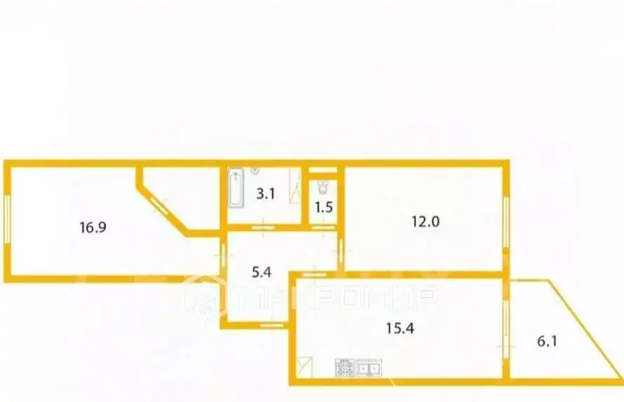 2-к кв. Ленинградская область, Коммунар г. Гатчинский муниципальный ... - Фото 2