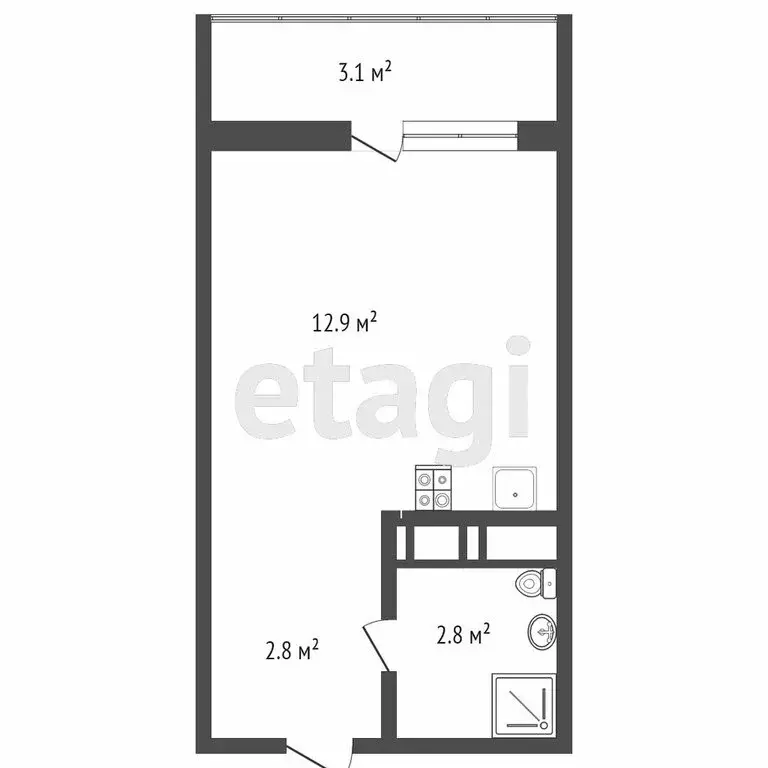 Квартира-студия: Тверь, улица Сергея Лоскутова, 2 (18.6 м) - Фото 0