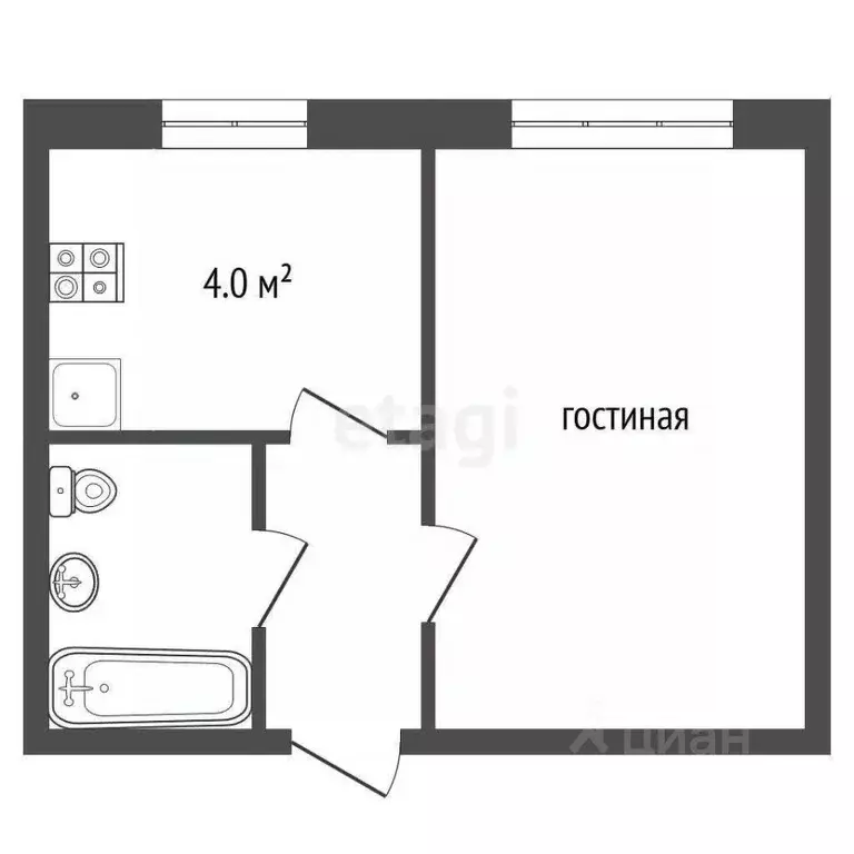 1-к кв. Татарстан, Альметьевск ул. Пушкина, 29 (22.0 м) - Фото 1