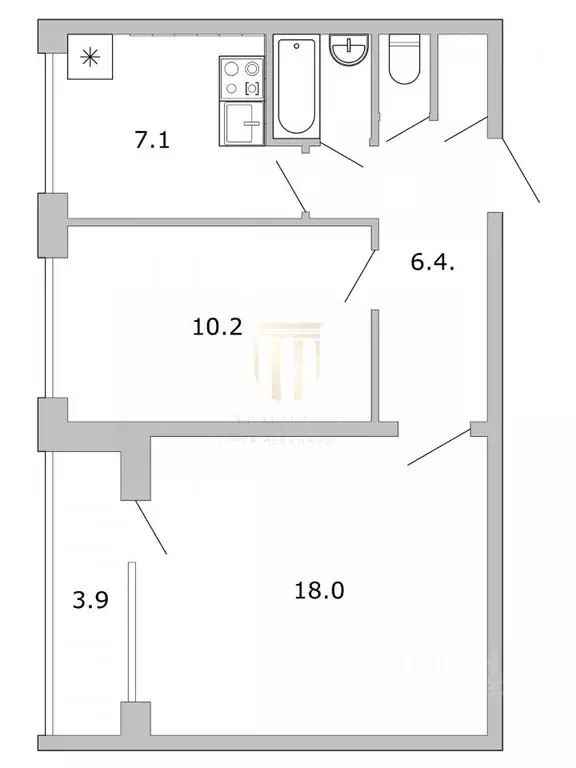 2-к кв. Санкт-Петербург Отечественная ул., 2/11 (45.6 м) - Фото 1