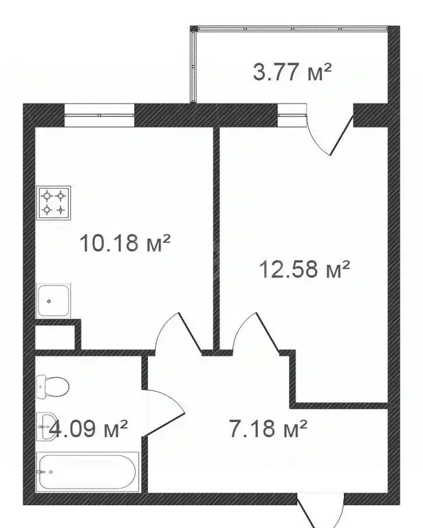 1-к кв. Тюменская область, Тюмень ул. Тимофея Чаркова, 81к2 (34.5 м) - Фото 2