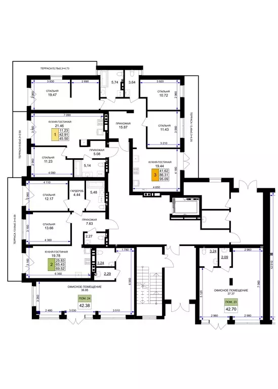 2-к кв. Калининградская область, Гурьевск Включи жилой комплекс (69.52 ... - Фото 2