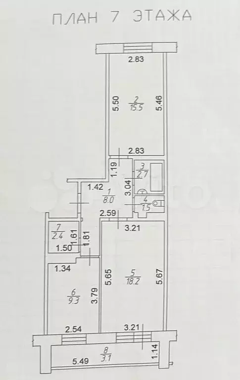 2-к. квартира, 57,6 м, 7/10 эт. - Фото 0