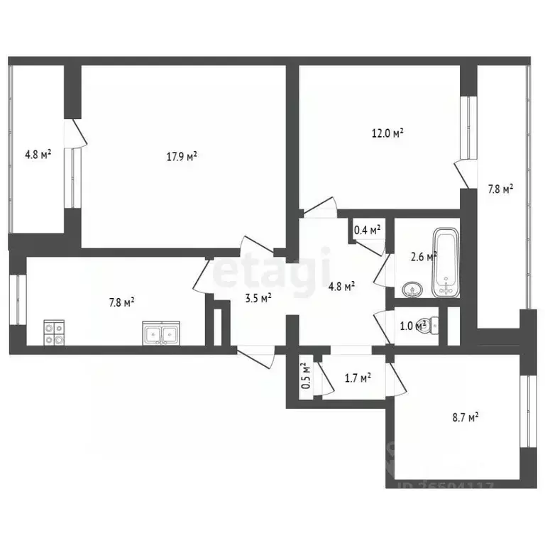 3-к кв. Севастополь ул. Михайловская, 23 (73.5 м) - Фото 2