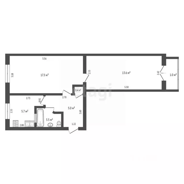 2-к кв. Крым, Феодосия ул. Чехова, 16 (45.5 м) - Фото 2