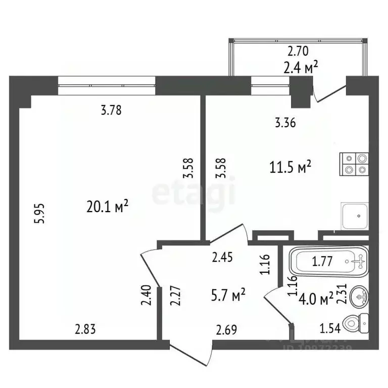 1-к кв. Башкортостан, Стерлитамак ул. Строителей, 18 (41.3 м) - Фото 2