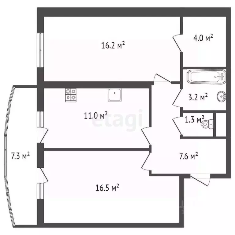 2-к кв. Санкт-Петербург пос. Шушары, просп. Новгородский, 6 (59.4 м) - Фото 2