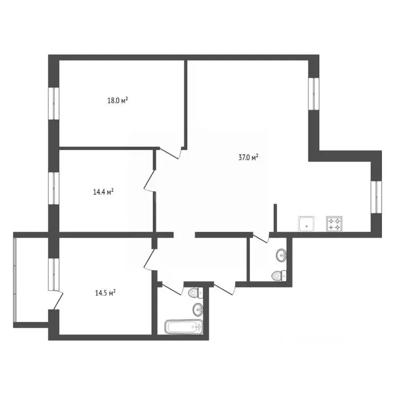 3-к кв. Красноярский край, Красноярск Парусная ул., 12 (104.5 м) - Фото 1