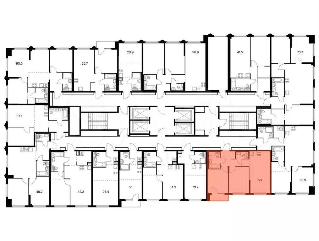 2-к. квартира, 50 м, 5/32 эт. - Фото 1