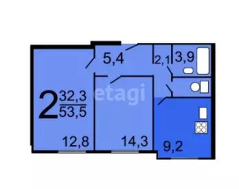 2-комнатная квартира: Москва, Ленинский проспект, 152 (53.5 м) - Фото 1