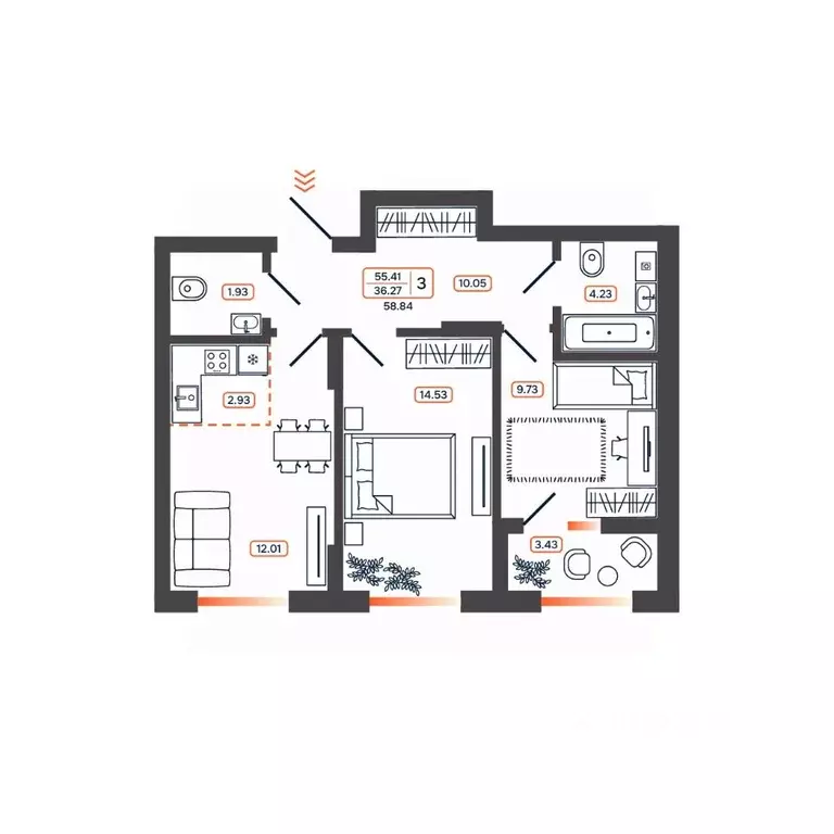 3-к кв. Ростовская область, Батайск ул. Дружная, 10 (58.84 м) - Фото 1