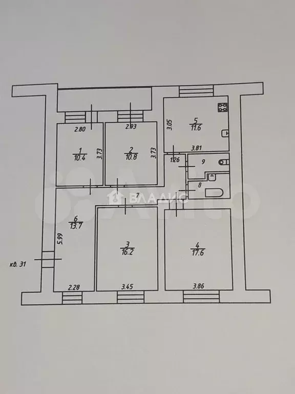 4-к. квартира, 95 м, 8/10 эт. - Фото 0