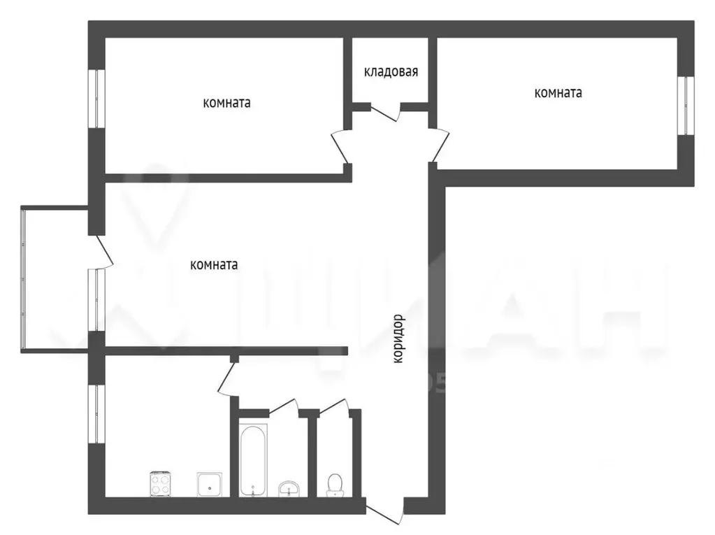 3-к кв. Ханты-Мансийский АО, Нижневартовск Омская ул., 10 (59.4 м) - Фото 1