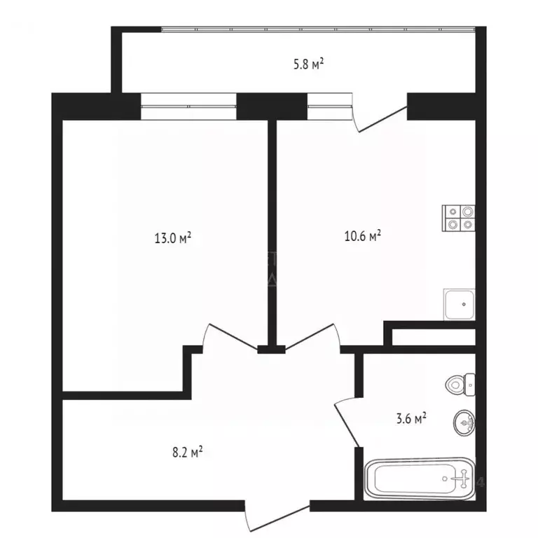 1-к кв. Тюменская область, Тюмень ул. Раушана Абдуллина, 2 (35.7 м) - Фото 2