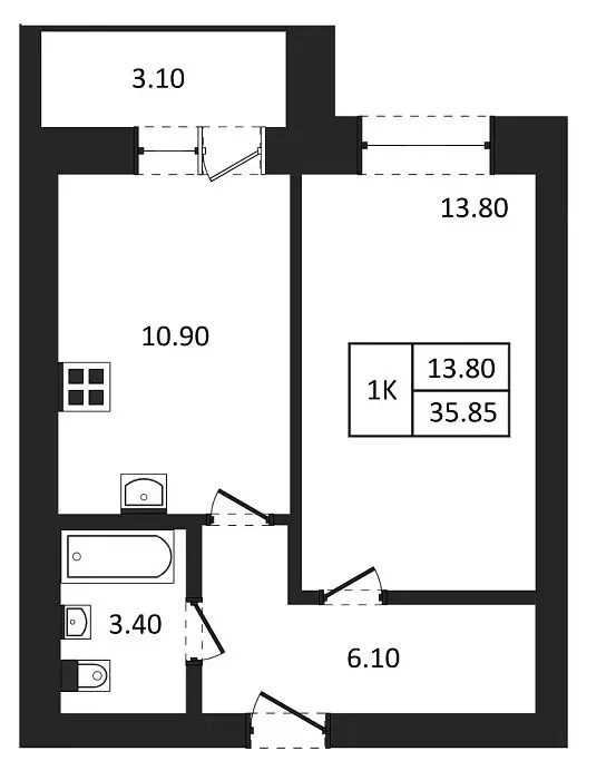 Продаётся 1-к квартира, 35.88 м - Фото 0