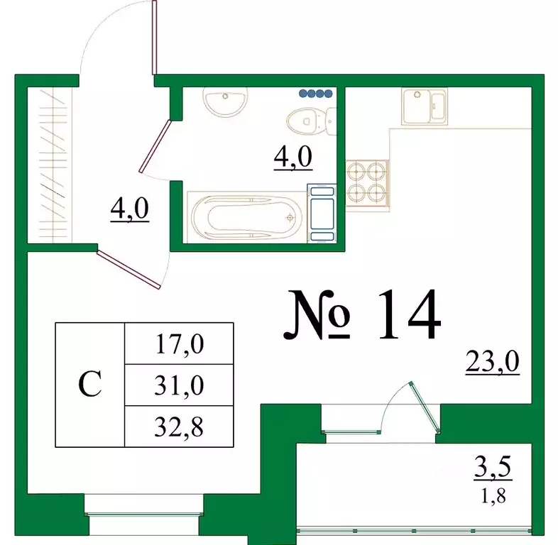 Студия Ленинградская область, Гатчина Красносельское ш., 4А (32.8 м) - Фото 1