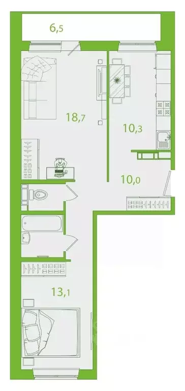 2-к кв. Томская область, Томск ул. Пришвина, 44 (56.9 м) - Фото 0