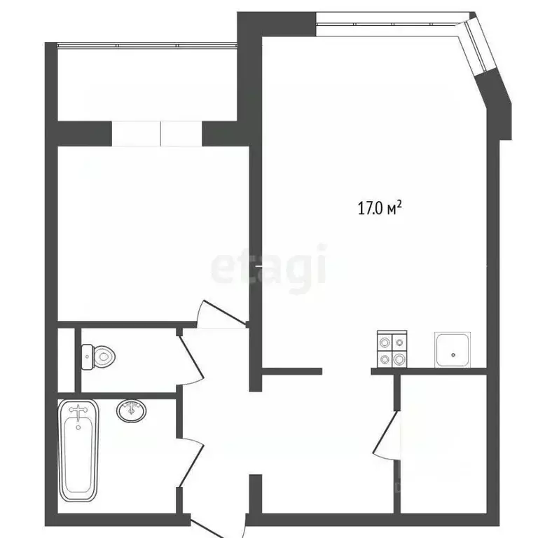 1-к кв. Тюменская область, Тюмень ул. Пермякова, 69 (40.3 м) - Фото 2